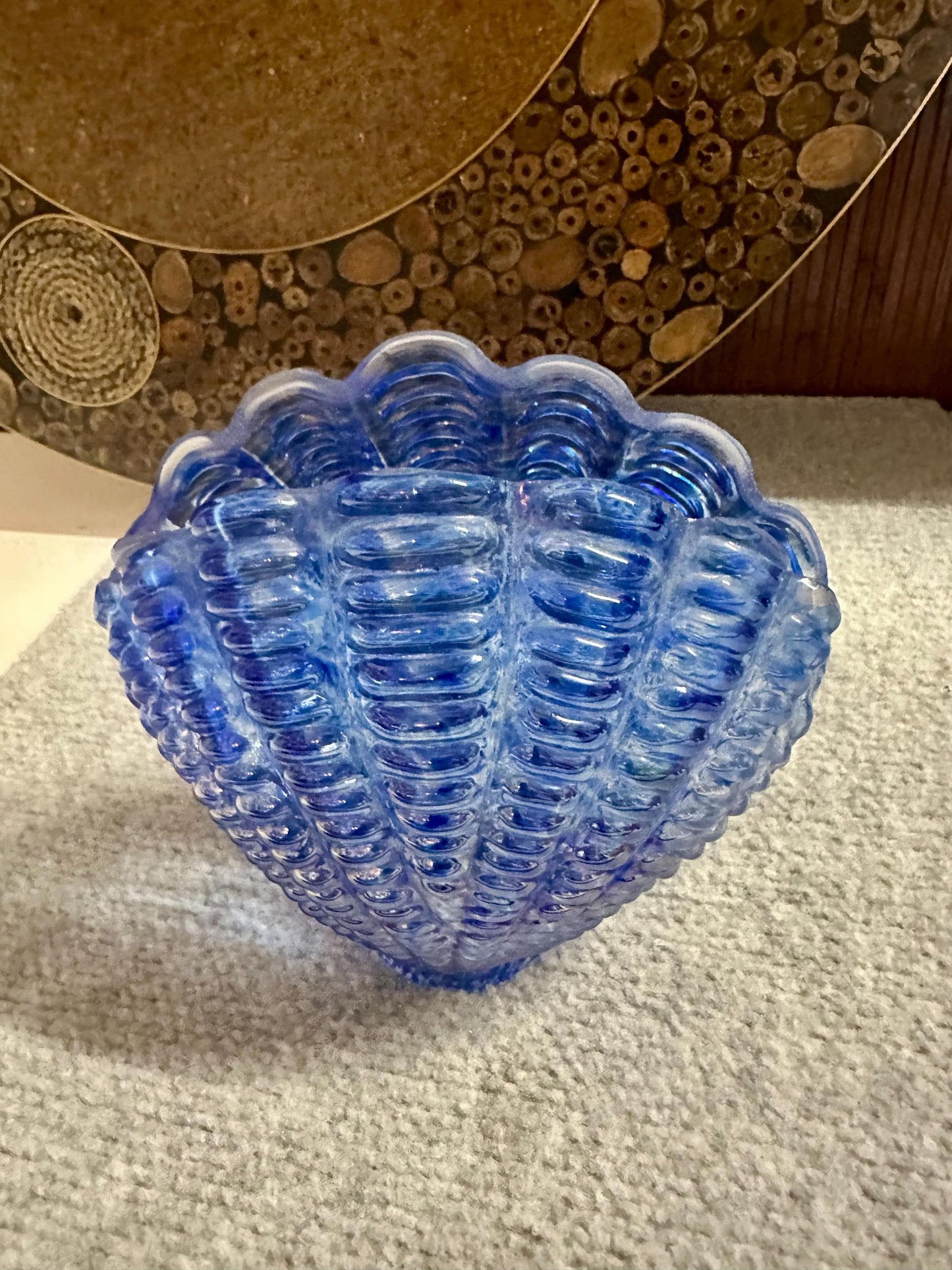 Opalescent Blue Glass Sea Shell Lamp Shade | Hand Blown from OffCenterModern
