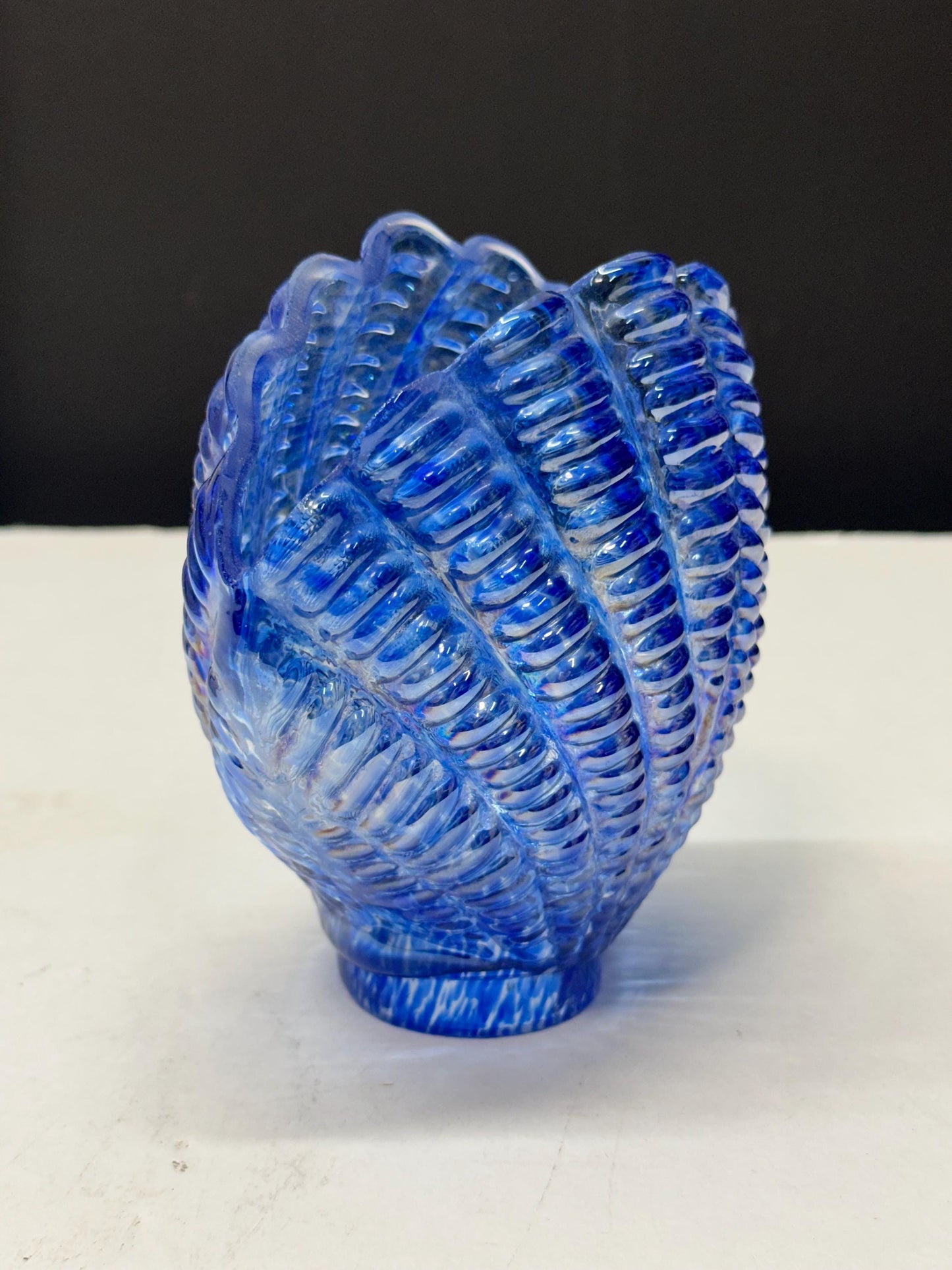 Opalescent Blue Glass Sea Shell Lamp Shade | Hand Blown from OffCenterModern