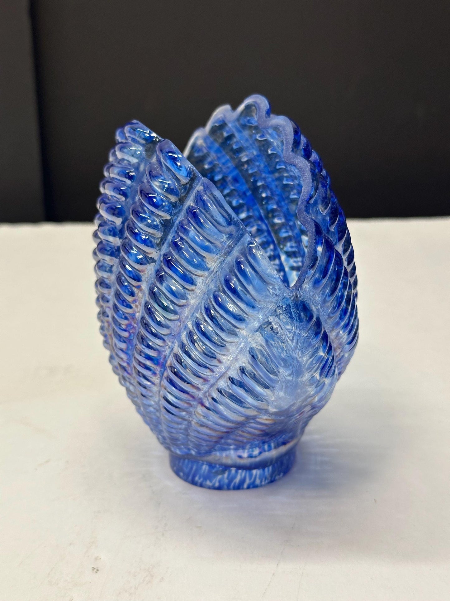 Opalescent Blue Glass Sea Shell Lamp Shade | Hand Blown from OffCenterModern