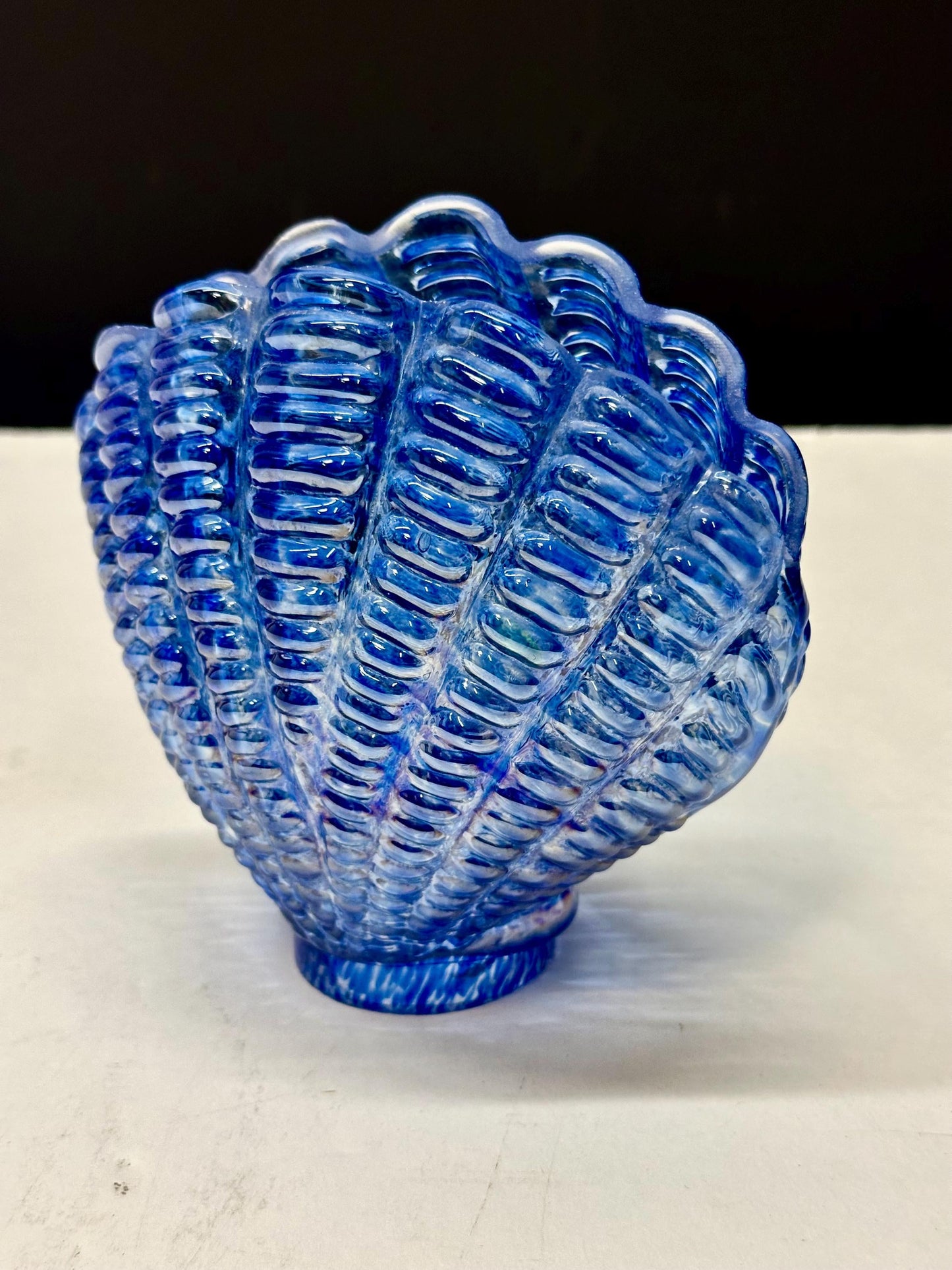 Opalescent Blue Glass Sea Shell Lamp Shade | Hand Blown from OffCenterModern