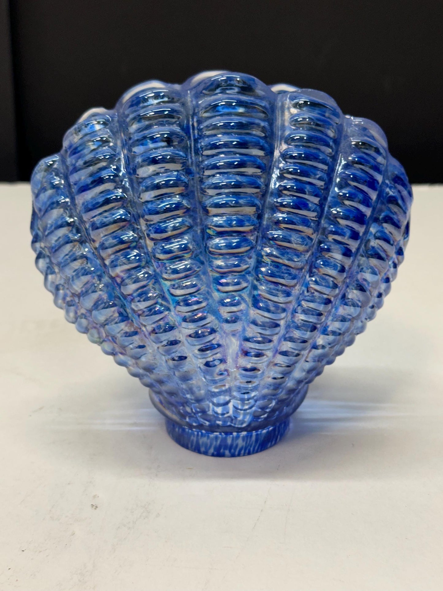Opalescent Blue Glass Sea Shell Lamp Shade | Hand Blown from OffCenterModern