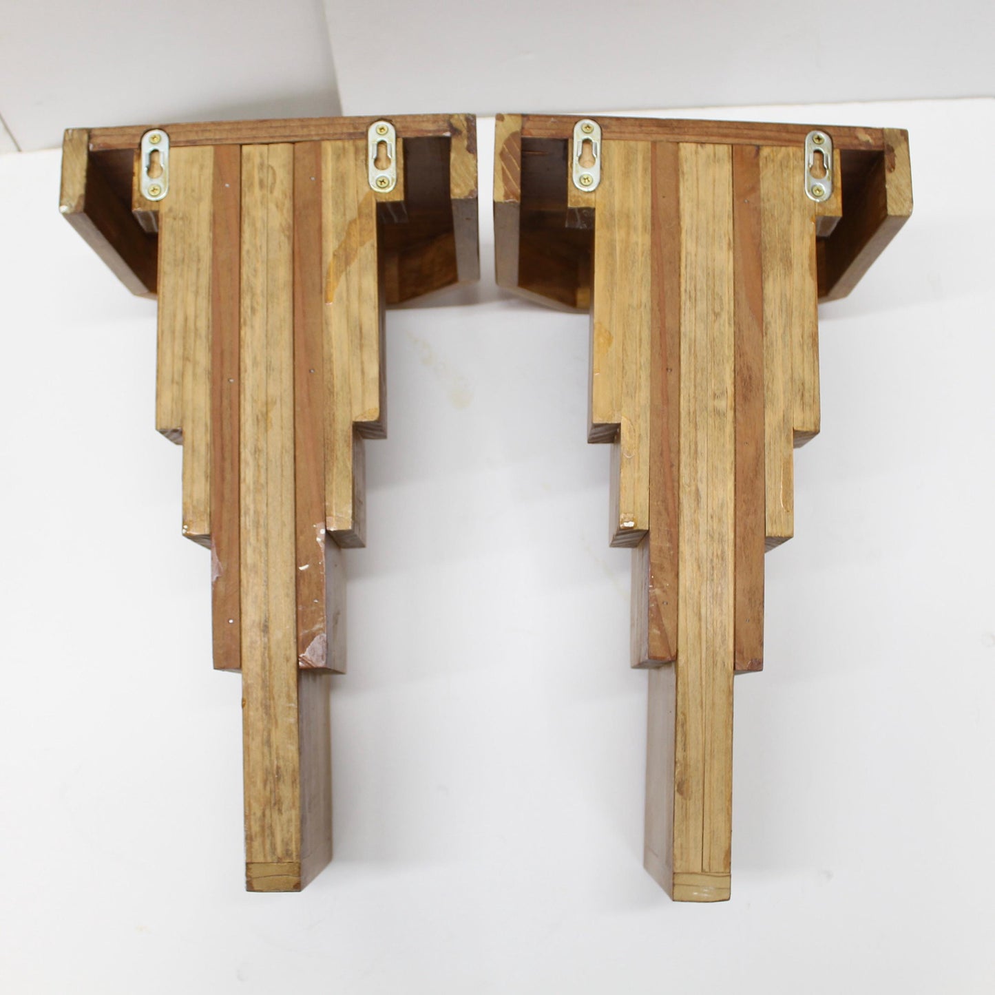 Pair Large Vintage Art Deco Wall Shelves | Pair