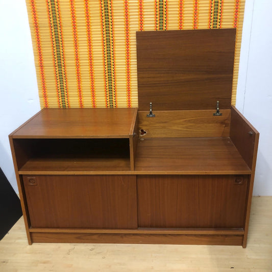 Mid Century Danish Modern Teak Entertainment Console Record Cabinet from OffCenterModern