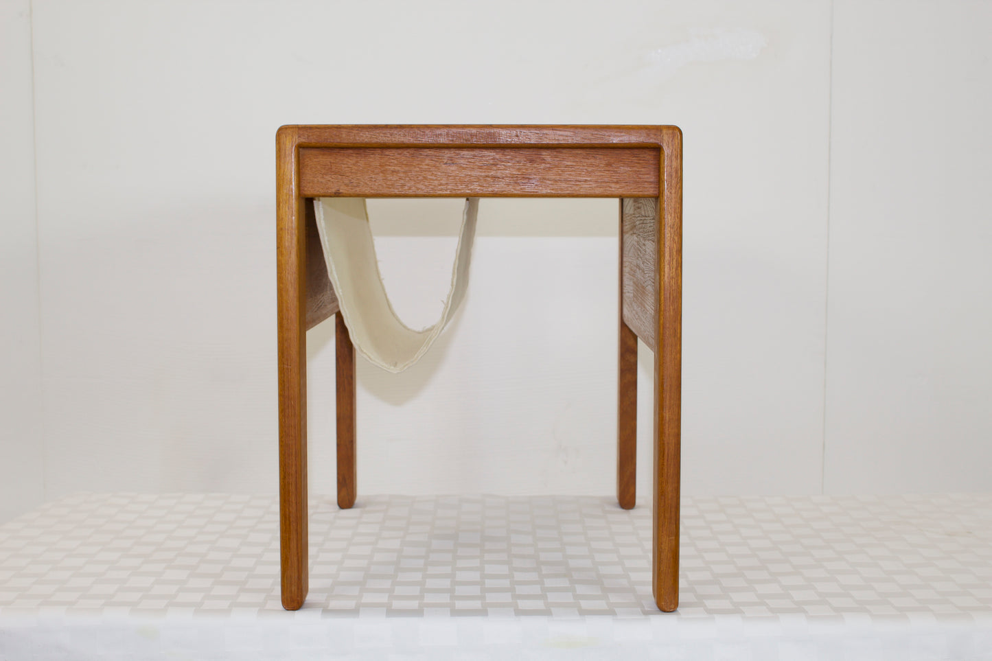 Scandinavian Style Teak and Canvas Magazine Rack Table