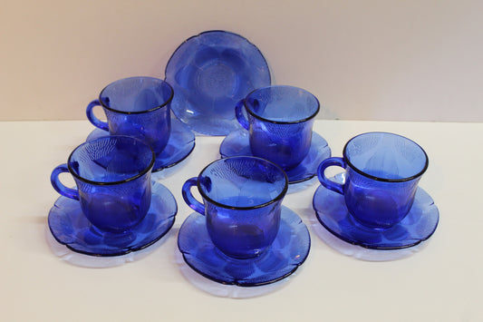 Forte Crisa, Cobalt Blue Coffee Cups and Saucers