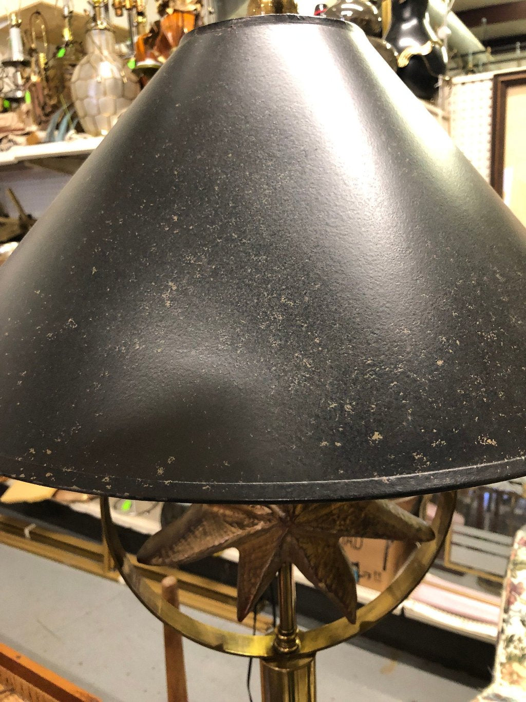 Gilt Wood Starfish & Brass Bamboo Floor Lamp by Hart Associates