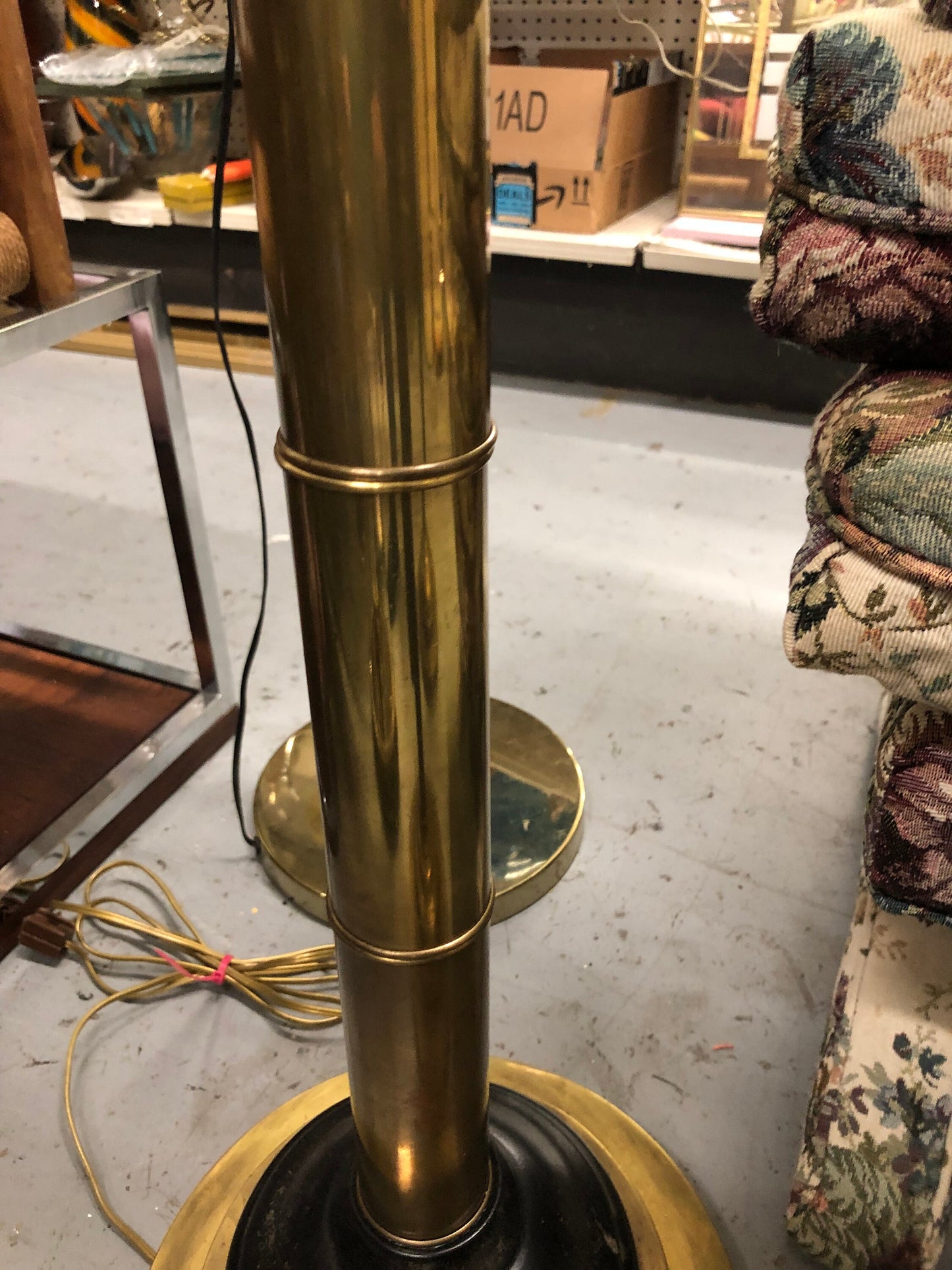 Gilt Wood Starfish & Brass Bamboo Floor Lamp by Hart Associates