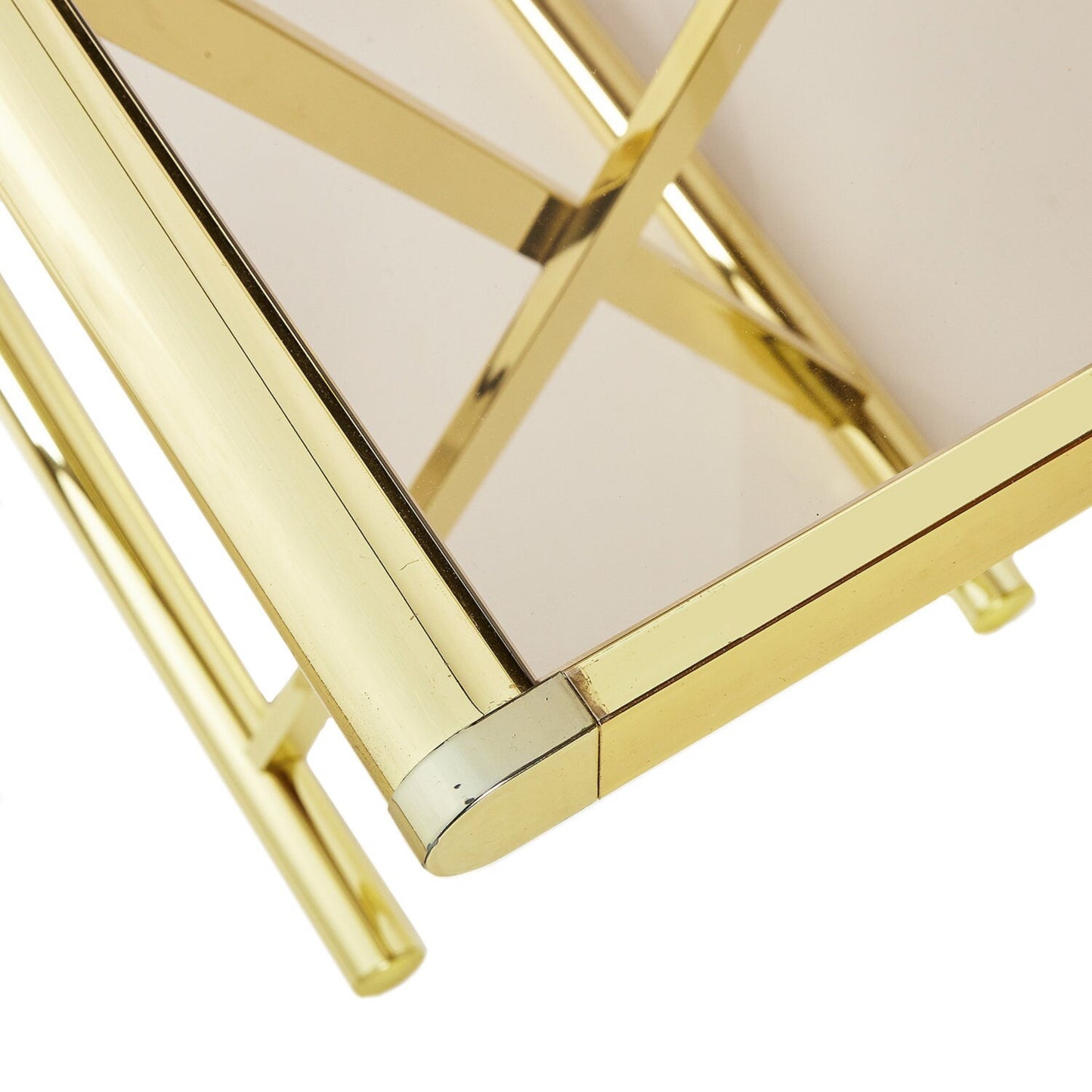 Brass Console Table | Smoked Glass | X-Base