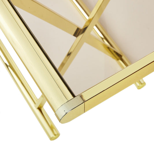 Brass Console Table | Smoked Glass | X-Base
