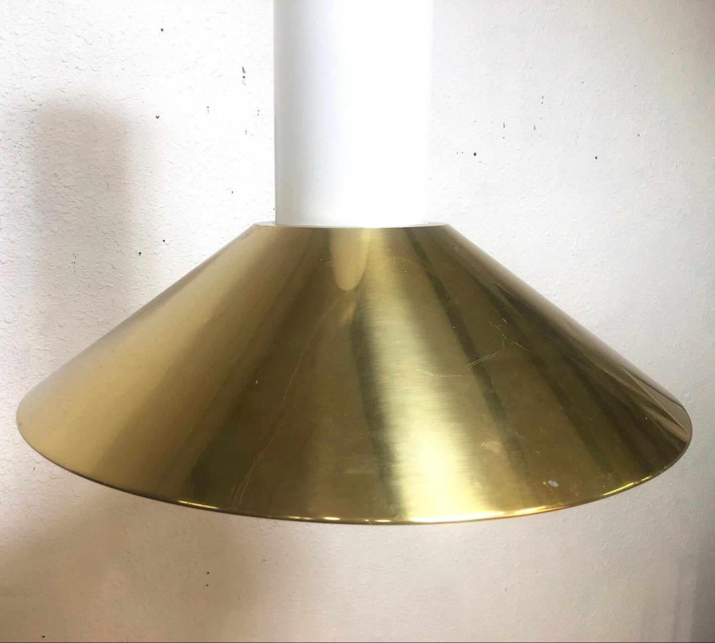 Large Murano Vistosi Glass Pendant Light with Brass Shade