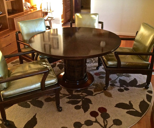 Widdicomb Walnut and Copper Pedestal Table
