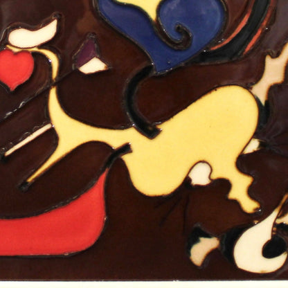 Vintage Ceramic Plaque Dutch Interior II" by Joan Miró, Blue Framed Cermaic Tile