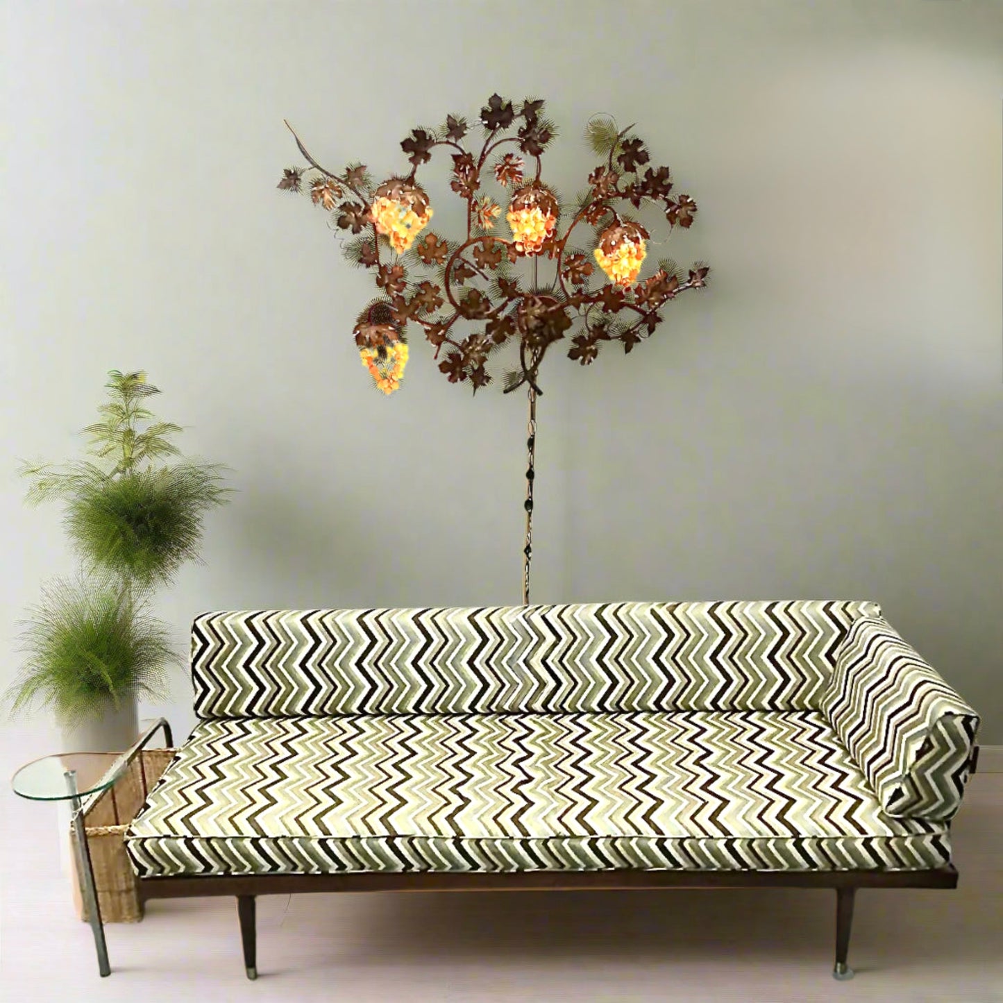 Murano Glass Grapes Wall Light on Sculptural Vine