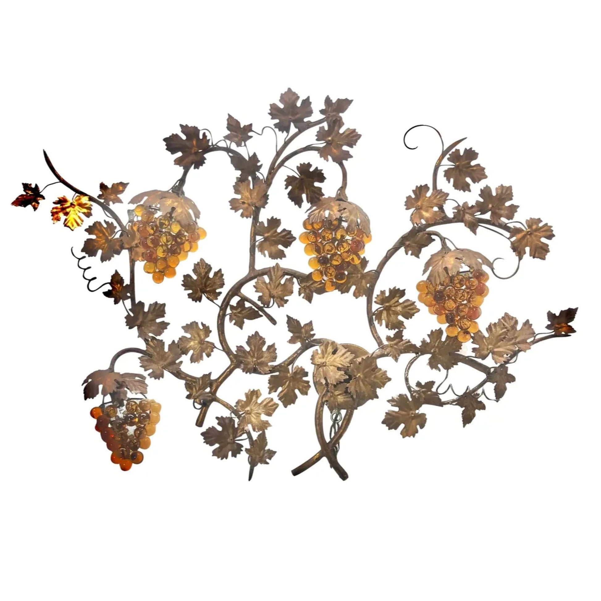 Murano Glass Grapevine Wall Sculpture Sconce