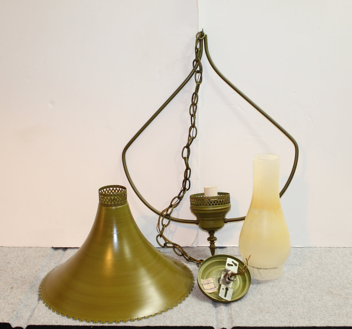 1950s The Feldman Co Green Lighting Fixture with Witch Hat Shade