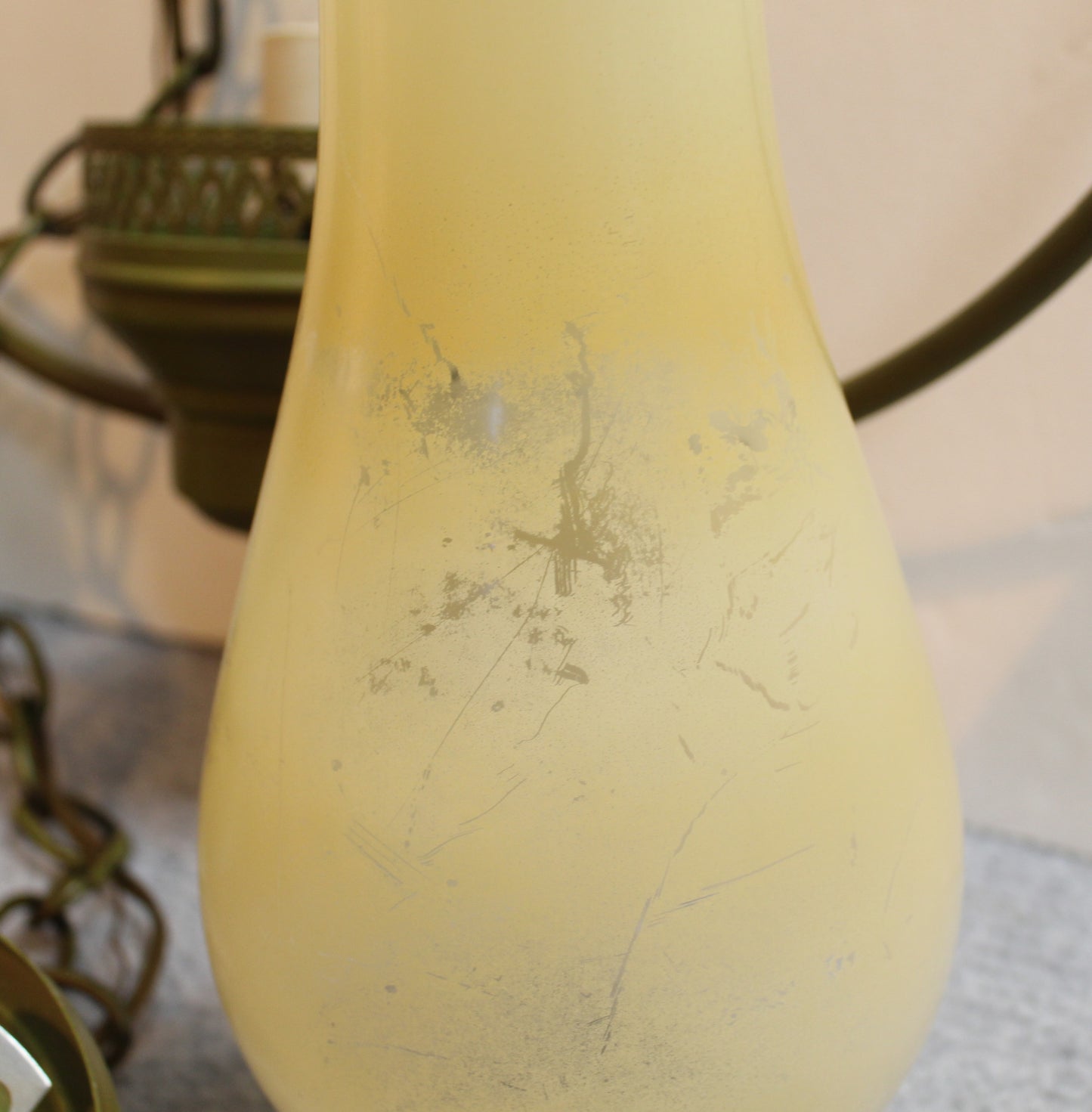 1950s The Feldman Co Green Lighting Fixture with Witch Hat Shade
