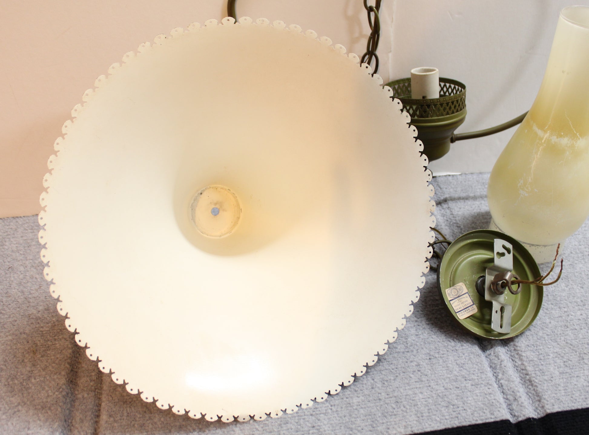 1950s The Feldman Co Green Lighting Fixture with Witch Hat Shade