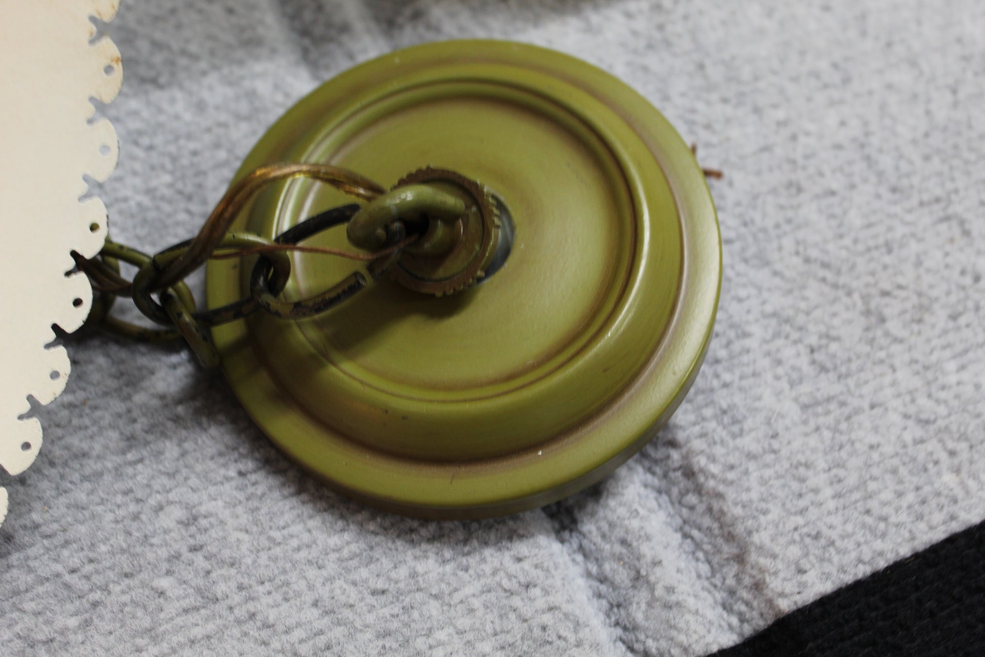 1950s The Feldman Co Green Lighting Fixture with Witch Hat Shade