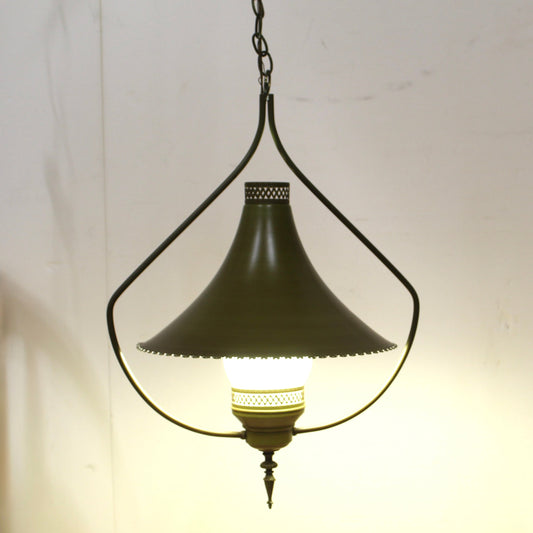 1950s The Feldman Co Green Lighting Fixture with Witch Hat Shade