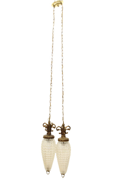 1960s Dual Pineapple Cut Regency Style Swag Lamps