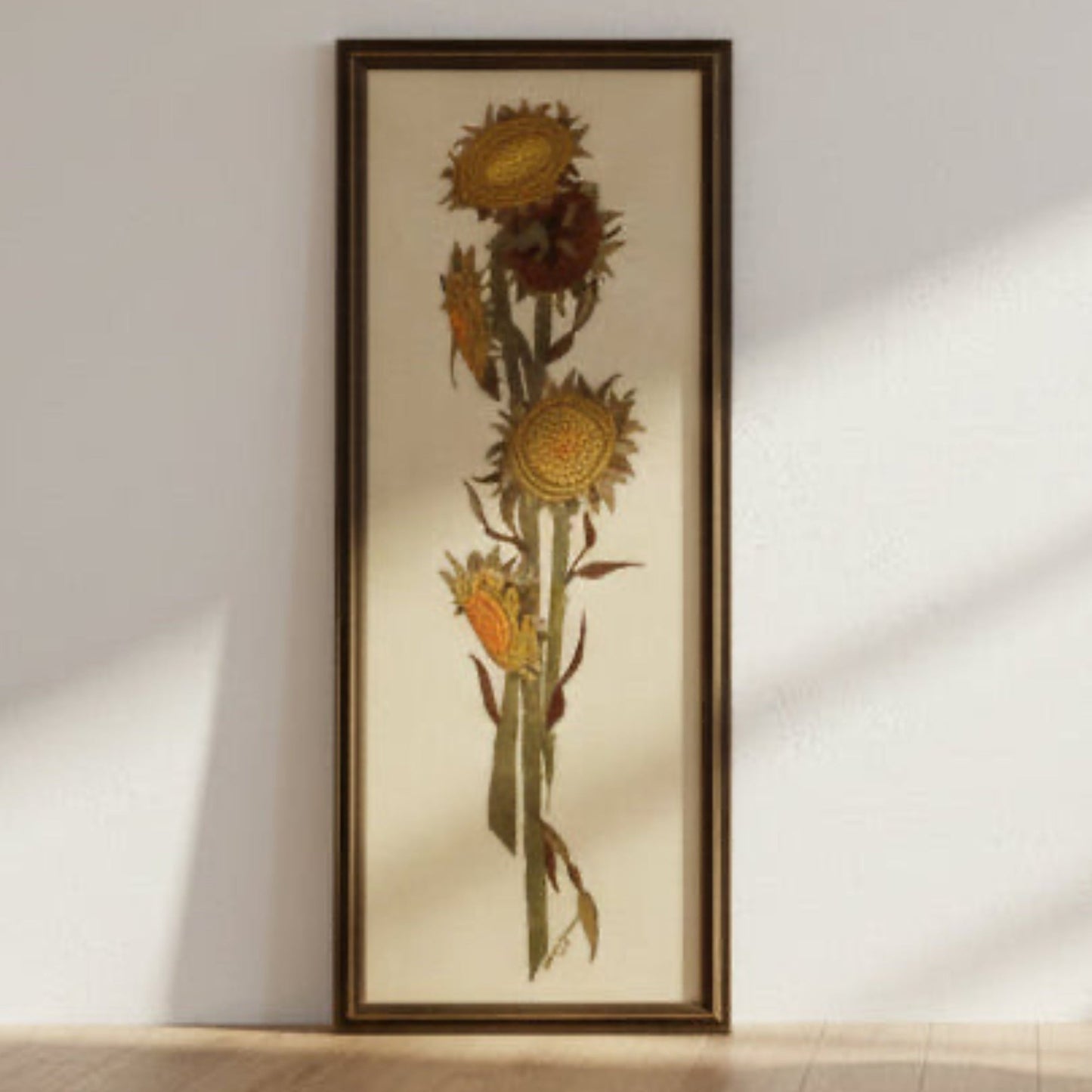 1970s Crewel Embroidery Sunflower Wall Art