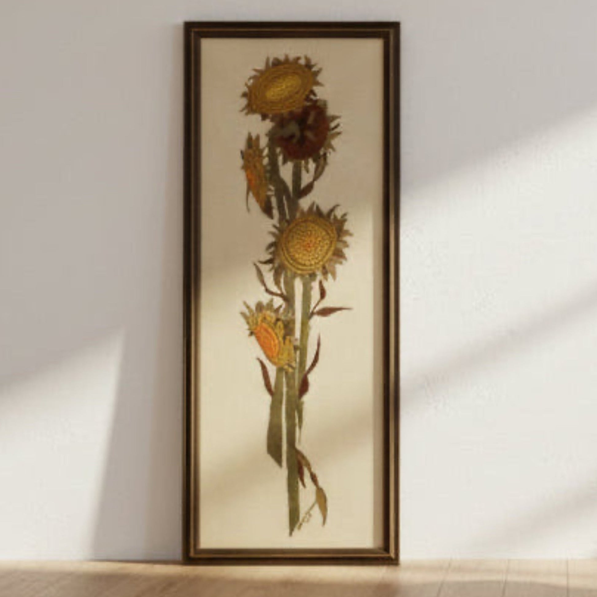 1970s Crewel Embroidery Sunflower Wall Art