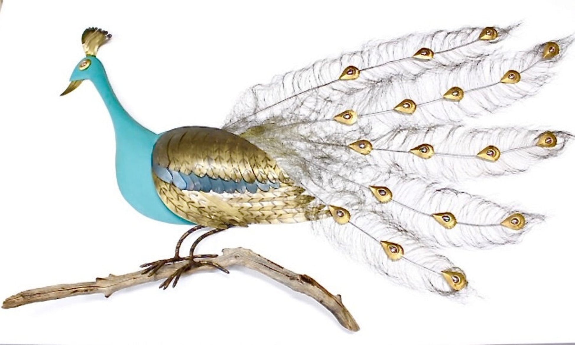 3-D Metal Peacock Wall Sculpture
