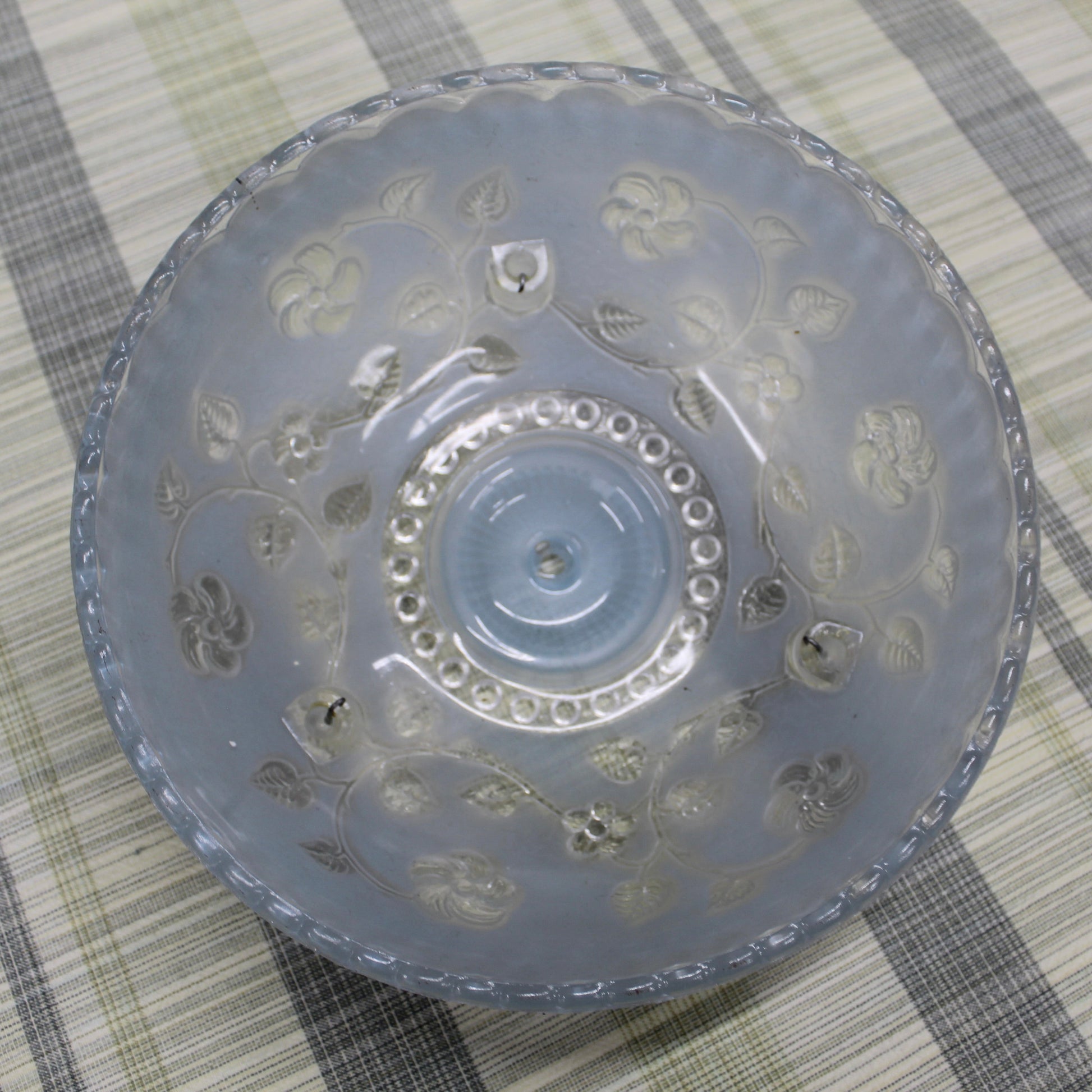 Art Nouveau Floral Design Blue Glass Light Shade Only. 