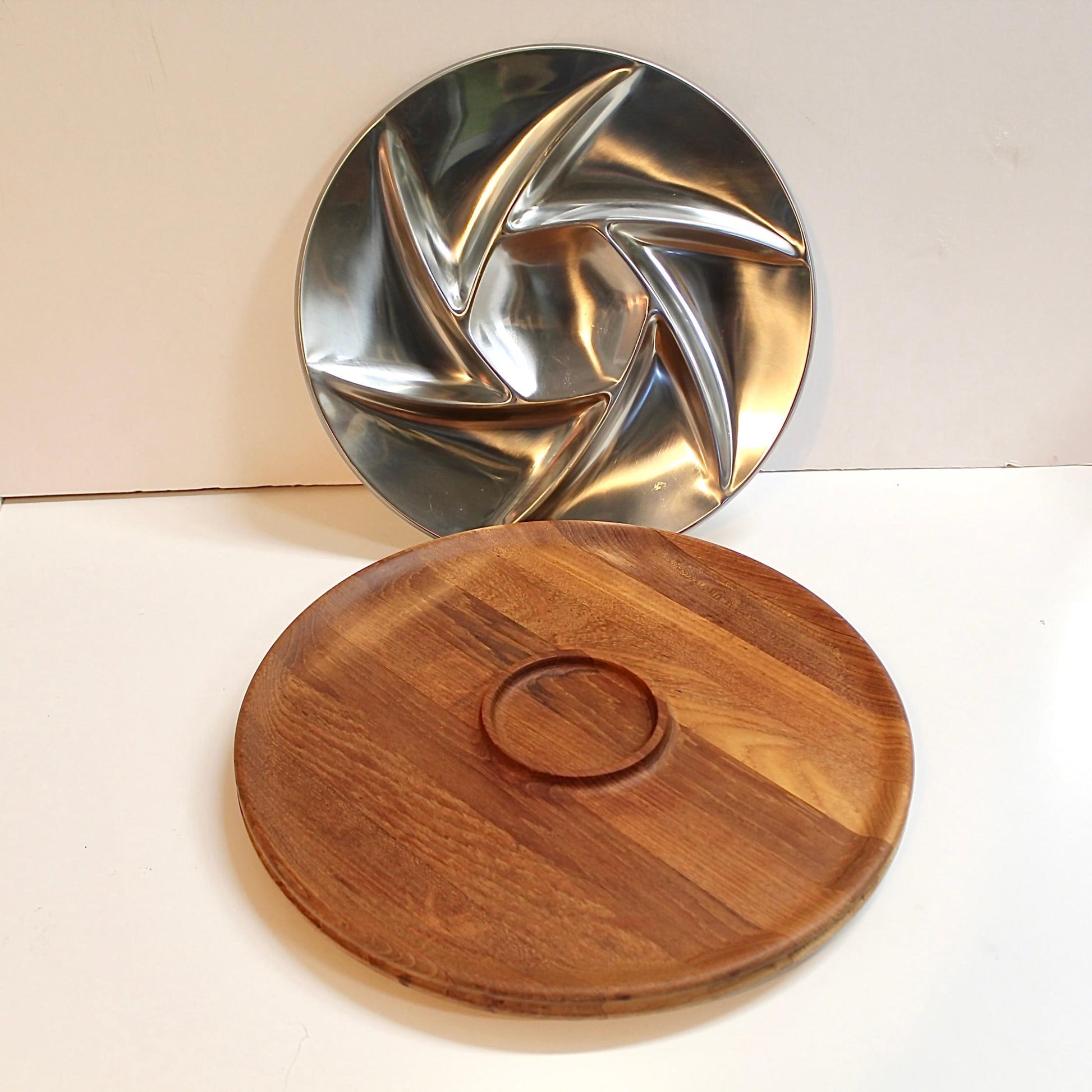 Stainless Steel Serving Platter & Dansk Lazy Susan Set