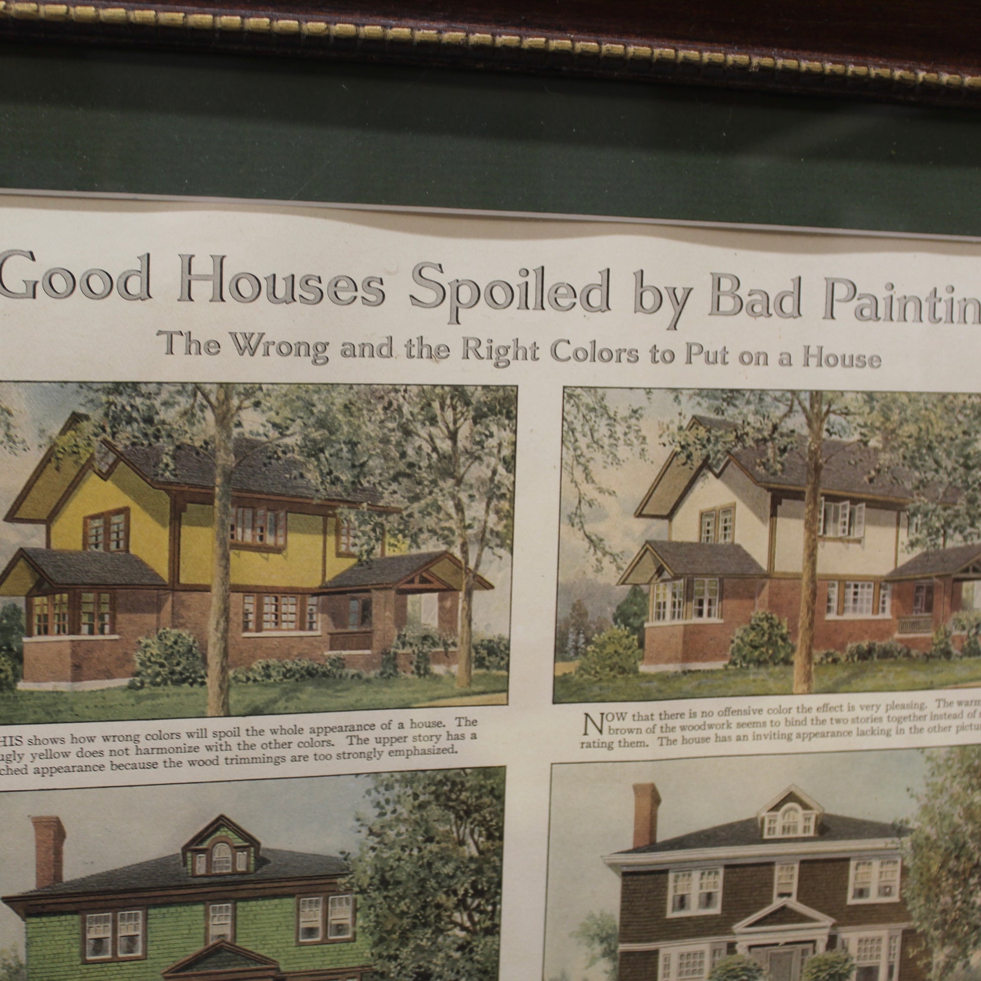 Framed Vintage Good Housekeeping Magazine Page | "Good Houses Spoiled by Bad Painting"