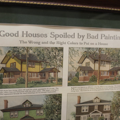 Framed Vintage Good Housekeeping Magazine Page | "Good Houses Spoiled by Bad Painting"