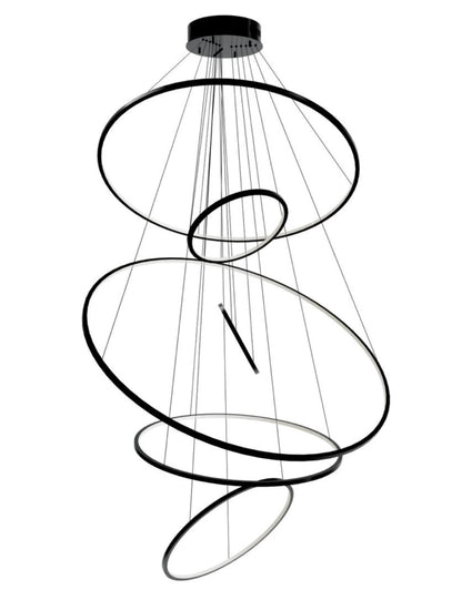 Large Modern 6 Light Rings Chandelier Adjustable for High Ceiling