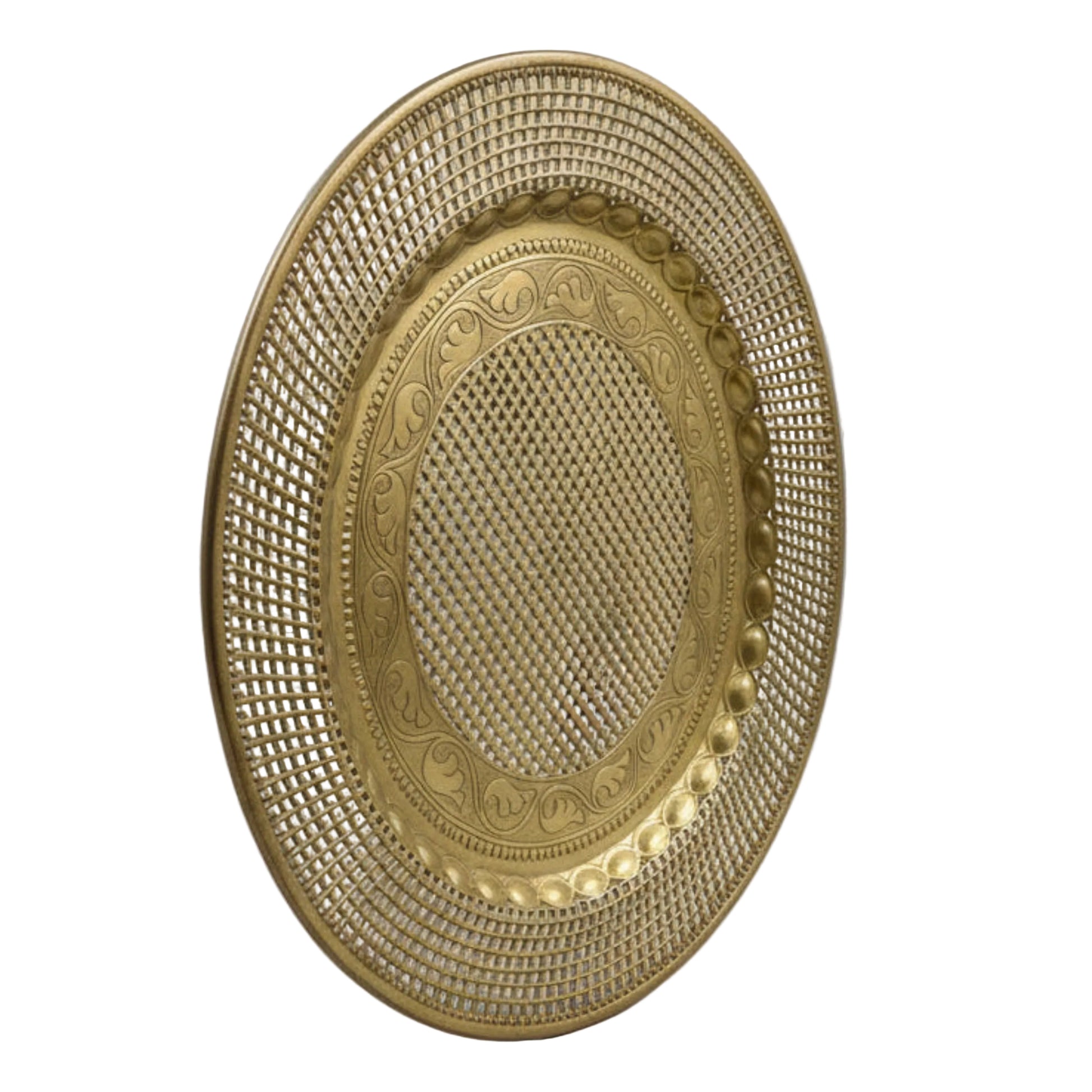 Vintage Mid-Century Modern Brass Lattice Weave Wall Plate