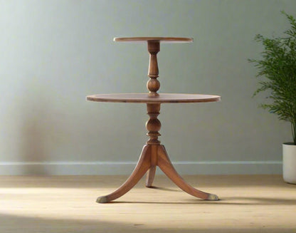 1940s 2-Tier Mahogany Round Side Table