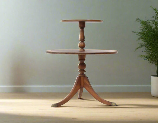 1940s 2-Tier Mahogany Round Side Table