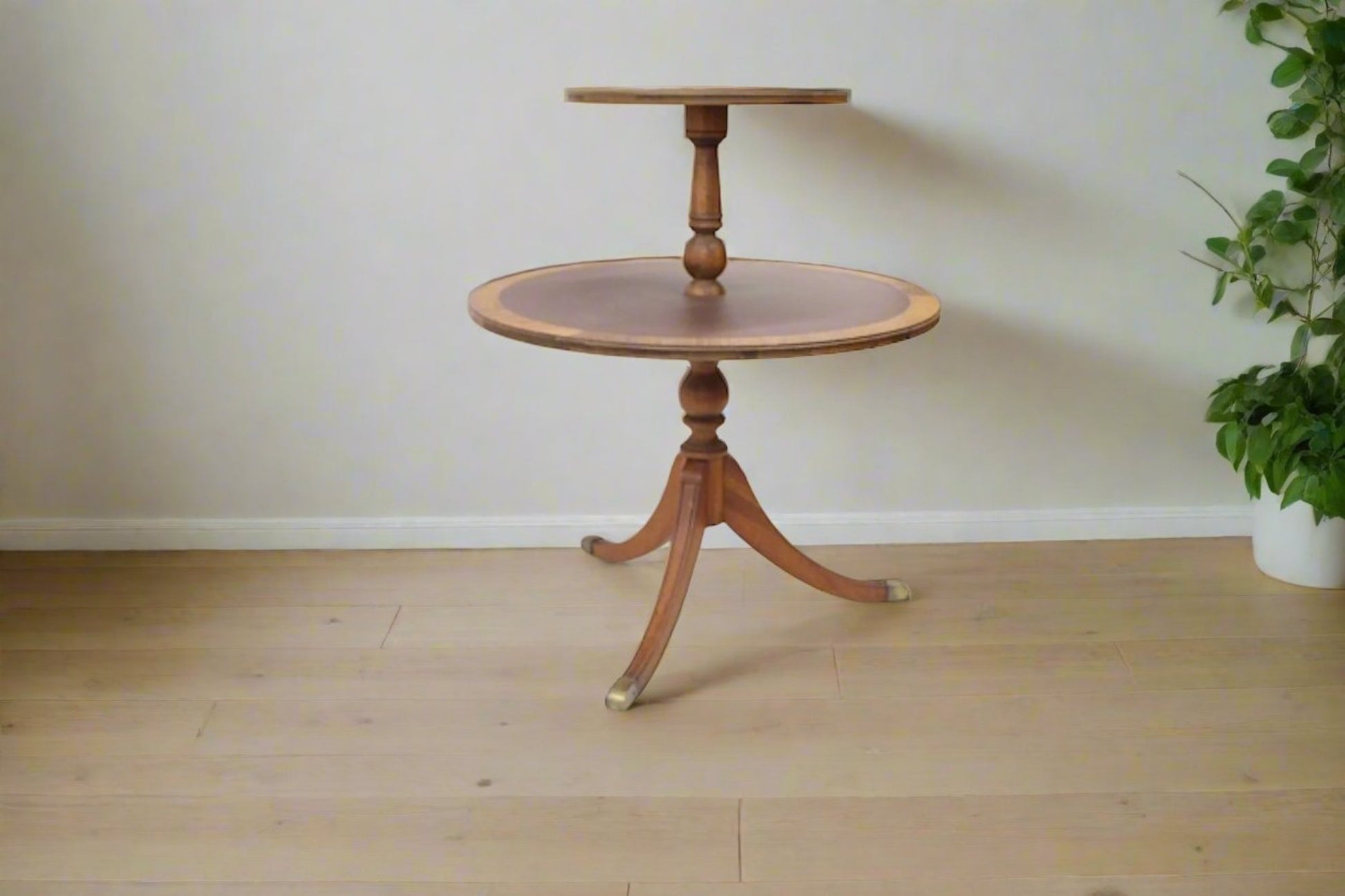 1940s 2-Tier Mahogany Round Side Table