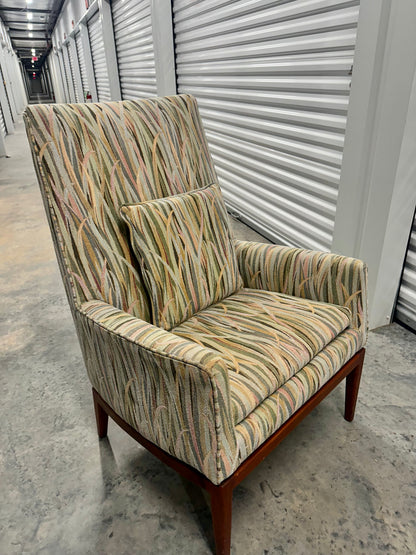 Walnut Armchair with Pastel Fabric