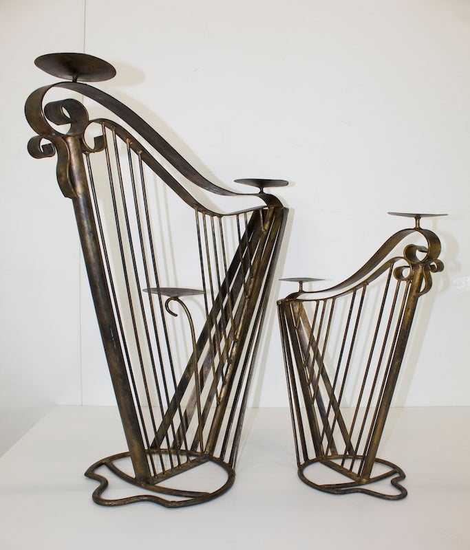 Large Harp Shaped Candle Holder