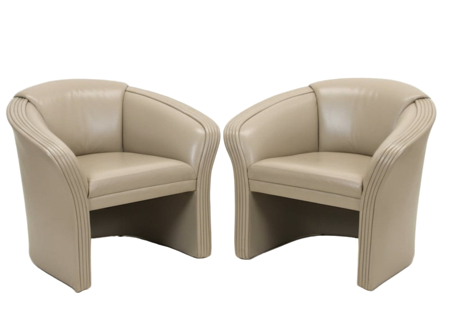 Patrician Furniture Co Leather Armchairs | Pair 1980s Post Modern 