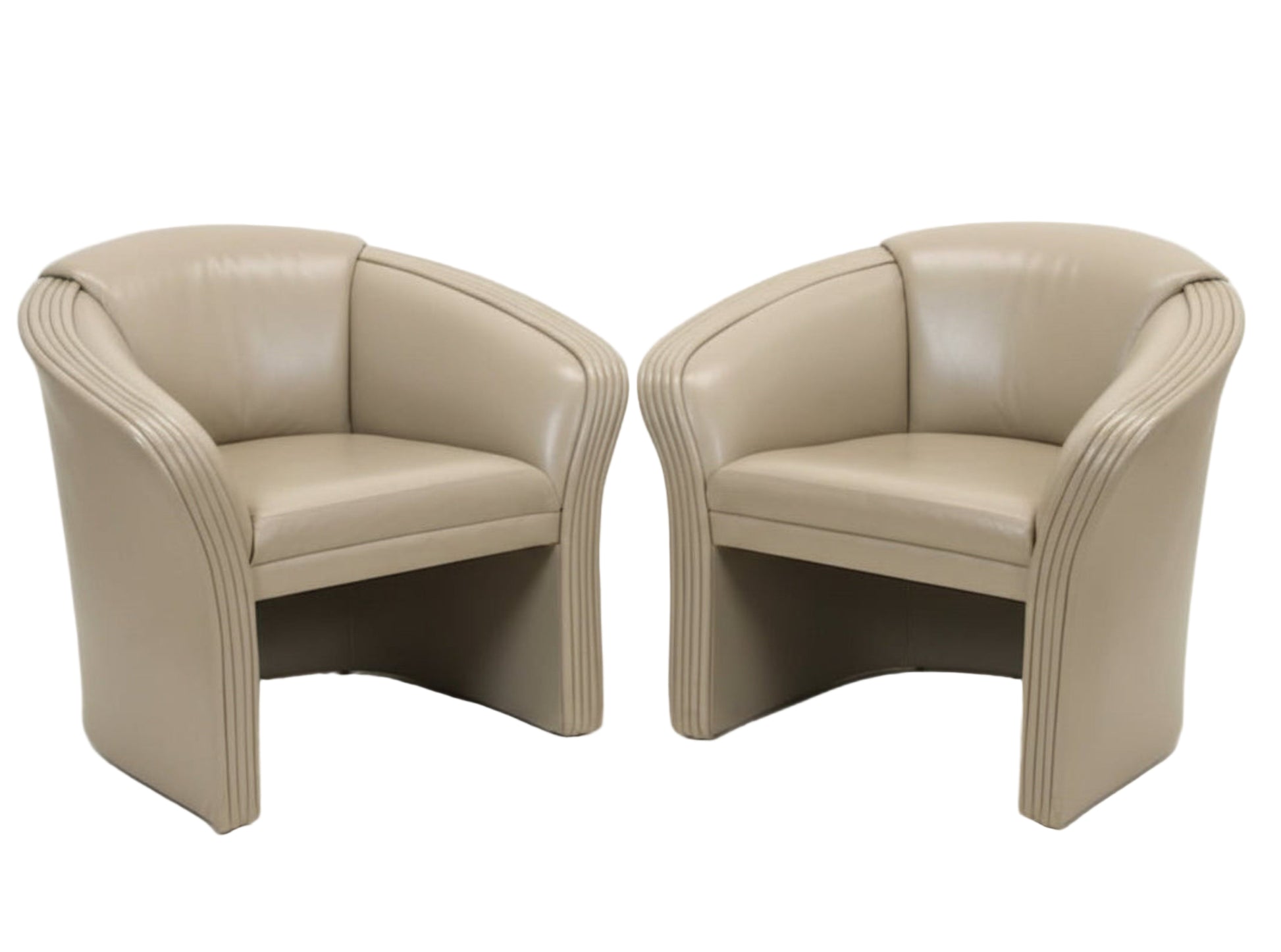 Patrician Furniture Co Leather Armchairs | Pair 1980s Post Modern 