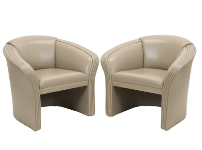 Patrician Furniture Co Leather Armchairs | Pair 1980s Post Modern 