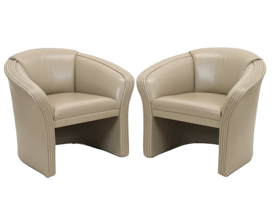 Patrician Furniture Co Leather Armchairs | Pair 1980s Post Modern 