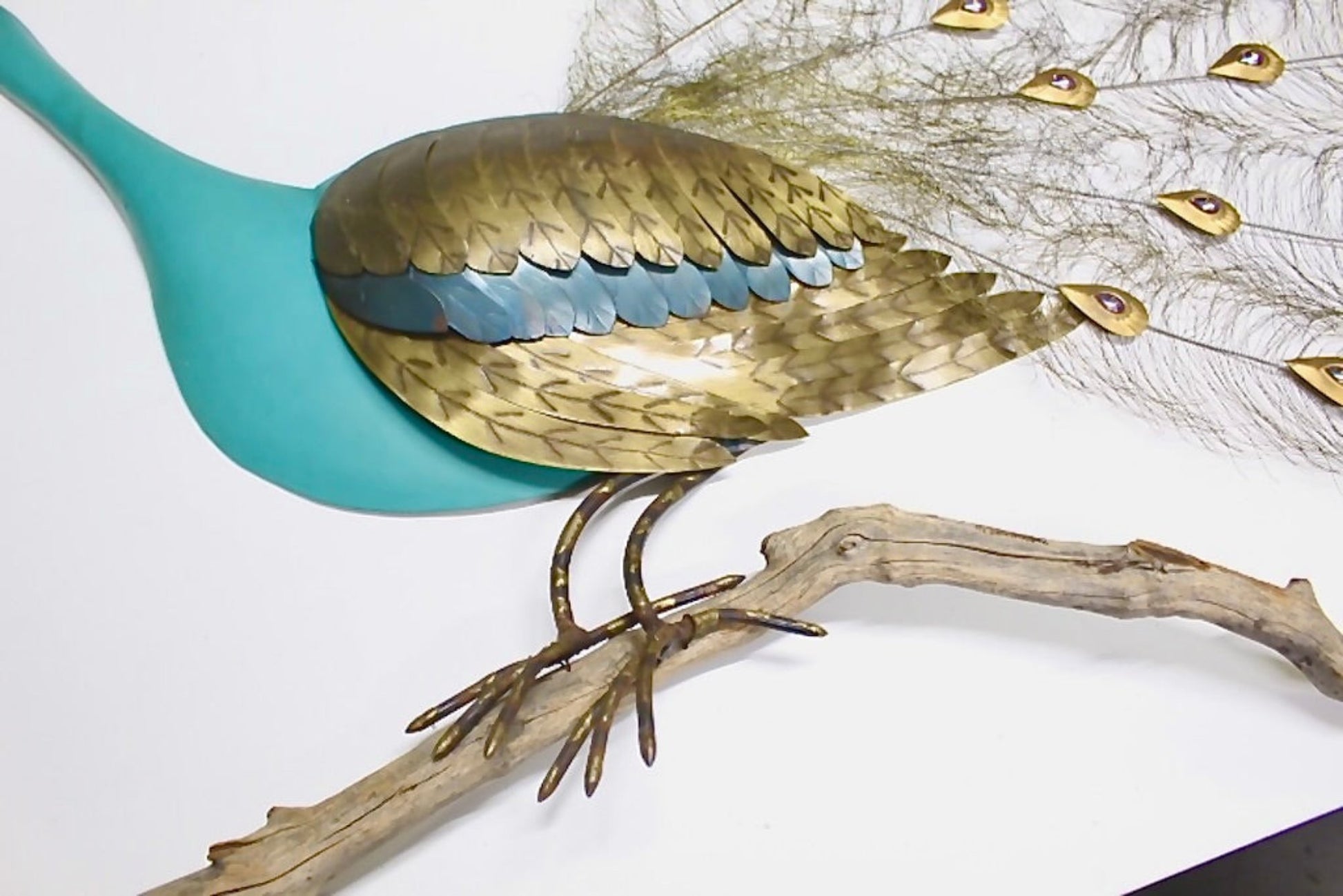3-D Metal Peacock Wall Sculpture