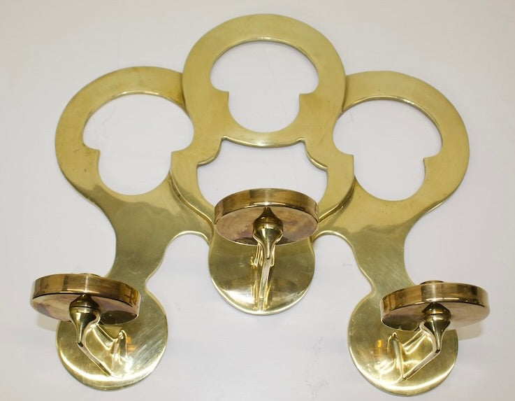 Vintage Brass Candlelabra Sconces w/ Clear Glass Globes