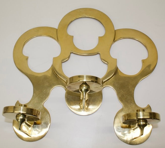 Vintage Brass Candlelabra Sconces w/ Clear Glass Globes