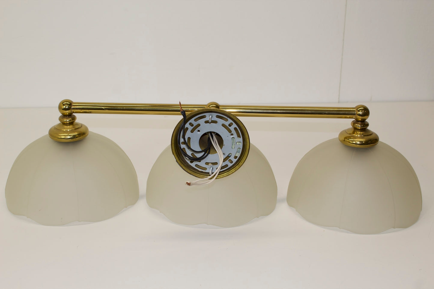 3 light brass and glass Wall Sconce