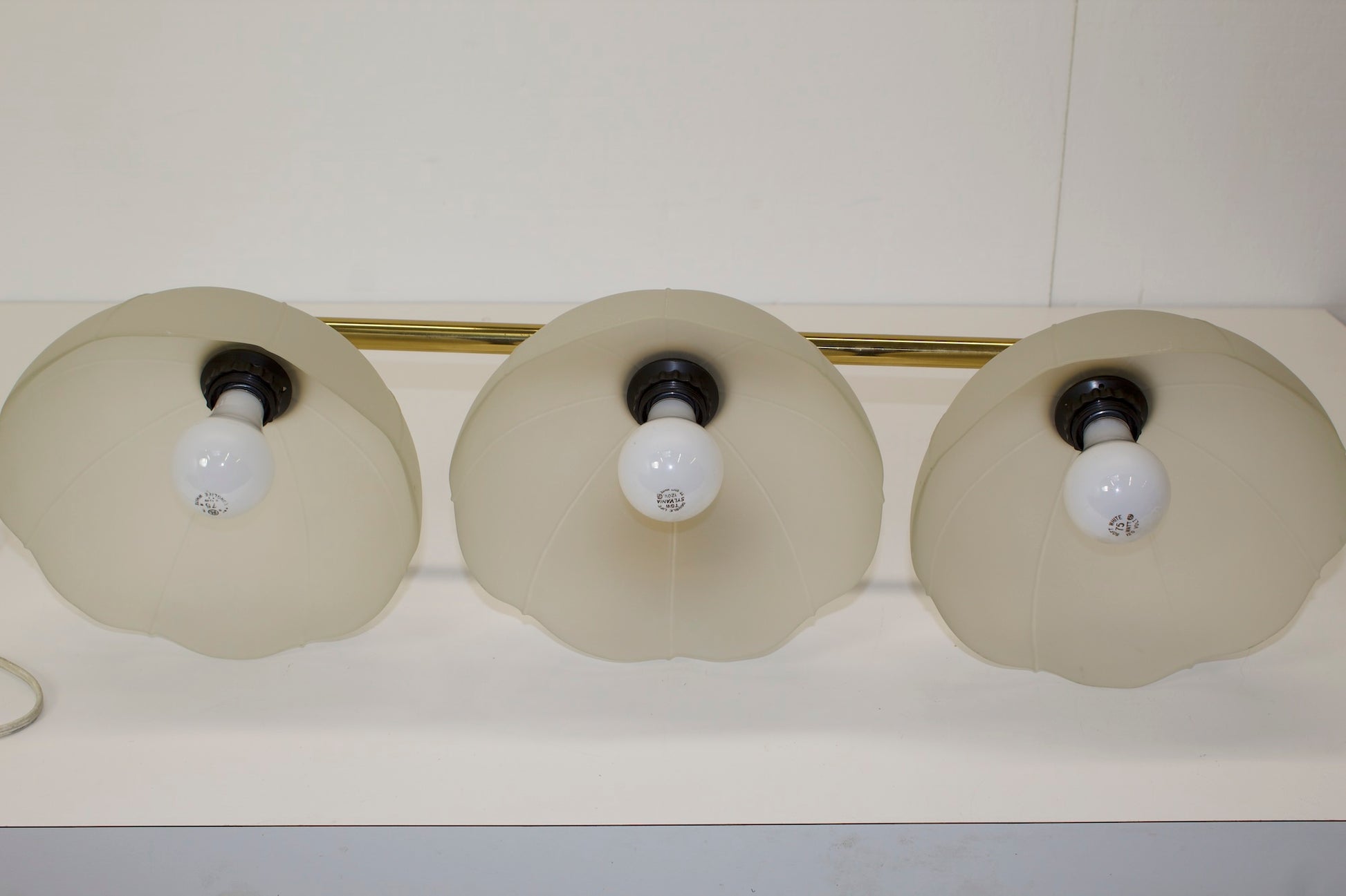 3 light brass and glass Wall Sconce