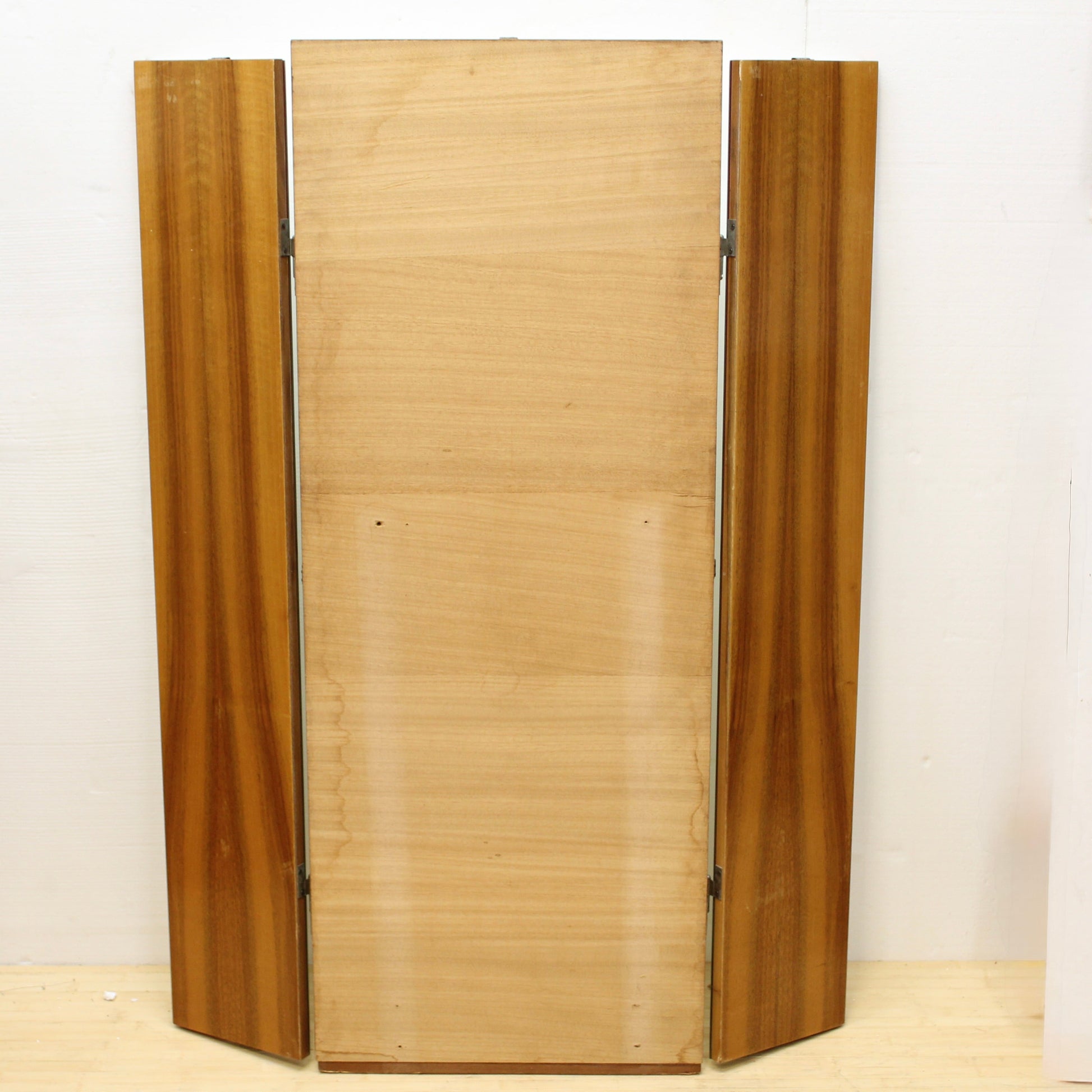Large Vintage Wood Backed Trifold Mirror
