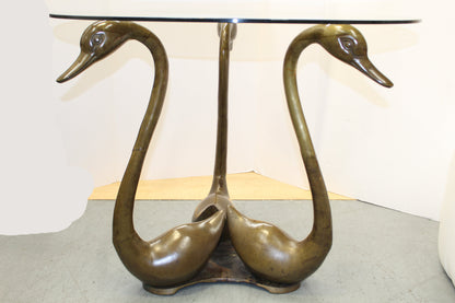 Vintage 3 Brass Swans Accent Table, Maison Jasen Style Table