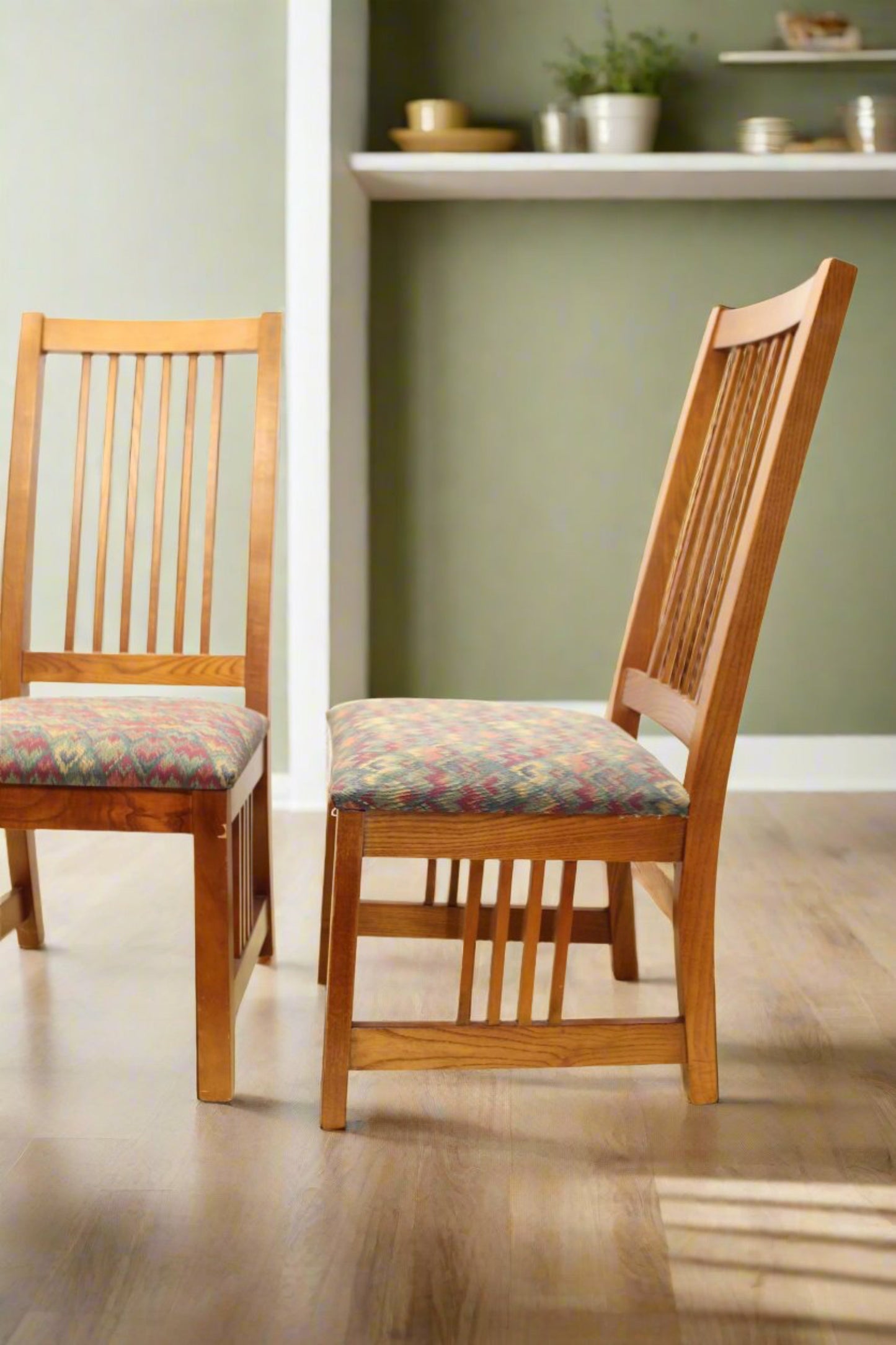 $-pc Solid Oak Mission Style Dining Room Chairs